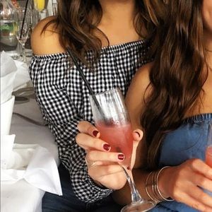 Off the shoulder gingham top